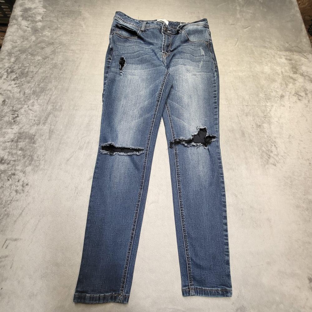Kensie Jeans Jeans Womens 8/29 Ankle Blue Medium Wash Slim Distressed Denimโ